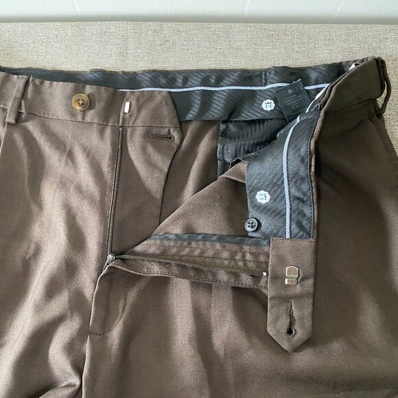 Haggar CLASSIC FIT Dress Pants Men 40 x 31 High Rise Brown Pleated Office - Picture 4 of 14